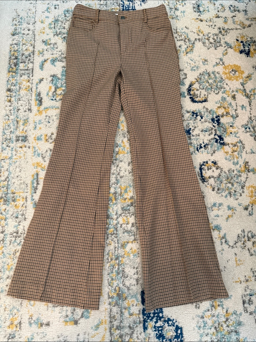 LOFT Brown Checked Boot-Cut Pants